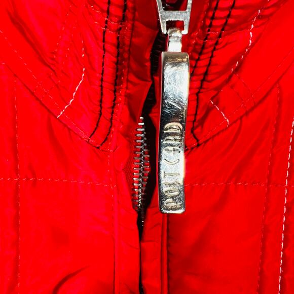 Post Card Quilted Ski Jacket Full Zip Plaid Red Mock Neck - 6 - Picture 5 of 10